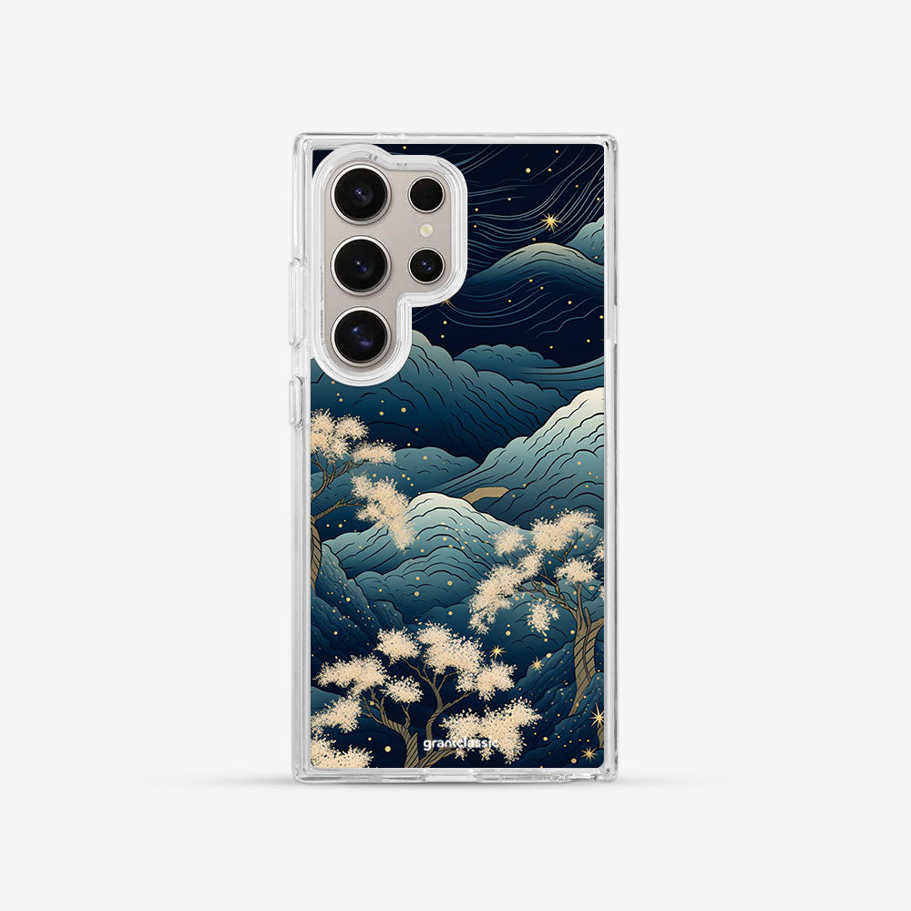 Galaxy S24 Ultra 亮晶晶-Crystal 設計款手機殼 - 浮世繪藍山#CAS00203