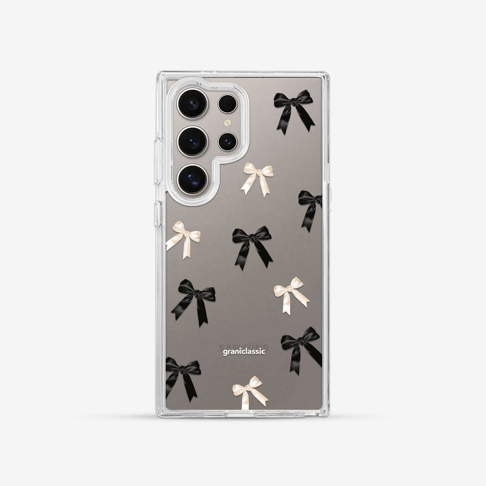 Galaxy S24 Ultra 亮晶晶-Crystal 設計款手機殼 - 蝴蝶結blackwhite #CAS00624